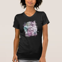 *~* Femmes Zen Bouddha Fleurs Pastel Black T-shirt