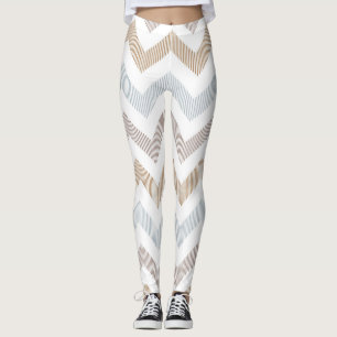 Femmes Zigzag Tan/Beige/Léger Leggings Bleus