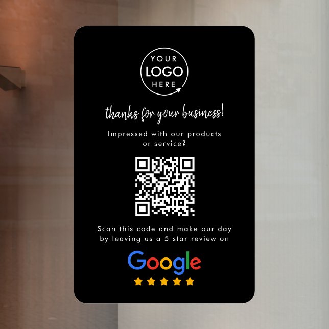 Fenêtre Autocollant pour vitres Google Reviews | Autocolla (Google Review interactive QR code window cling branded with your company logo.)