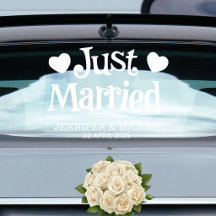 Autocollant pour voiture de mariage "Juste Mariés"