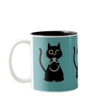 FENÊTRE BLEUE Funny Chat noir Proposition Mug à de