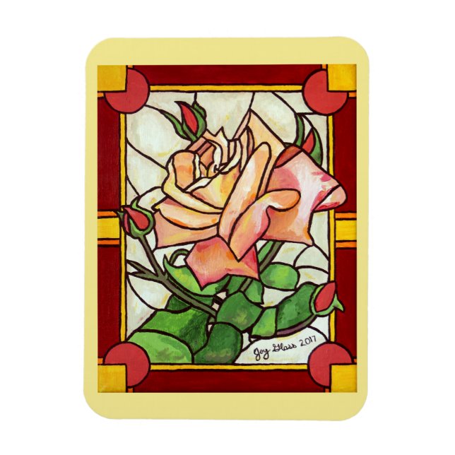 Fenêtre Rose de pêche - Magnet (Vertical)