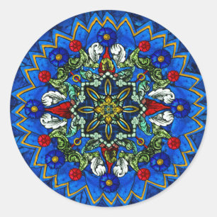 Fenêtre Rose en verre tendu Sticker Mandala