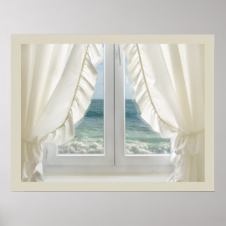 Fenêtre vers la mer - affiche