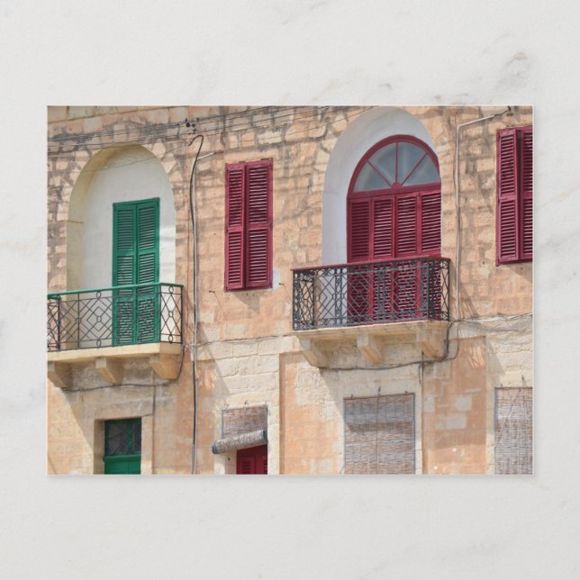 Fenêtres colorées coupées à Malte Carte postale (Devant)