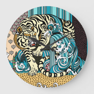 Feng Shui Tigre Blanc Grande horloge
