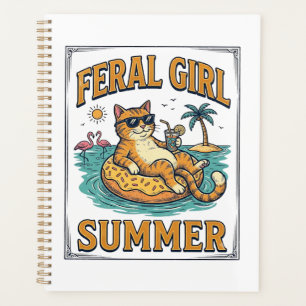 Feral Girl Summer Cat Float Vintage Shirt Design_1