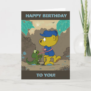 Ferald et le bébé Lizard carte d'anniversaire