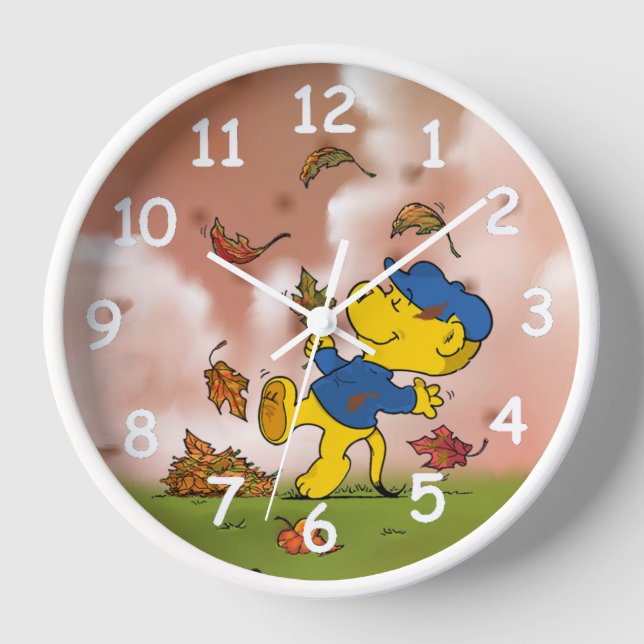 Ferald Parmi Les Feuilles D'Automne Horloge Ronde (Recto)