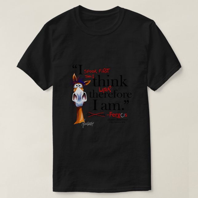 Fergus le Cheval Descartes (noir) T-shirt classiqu (Design devant)