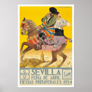 Feria de Sevilla poster vintage 1934