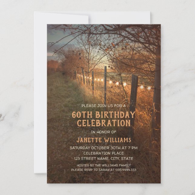 Ferme 60e anniversaire Invitations Rustic Country  (Devant)