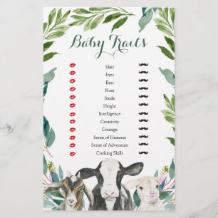 Ferme Animal de verdure Garçon Baby shower Baby Tr