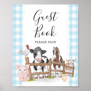 Ferme animaux baby shower panneau du livre d'or