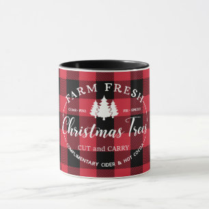 Ferme Arbres de Noël frais Red Buffalo Check Mug
