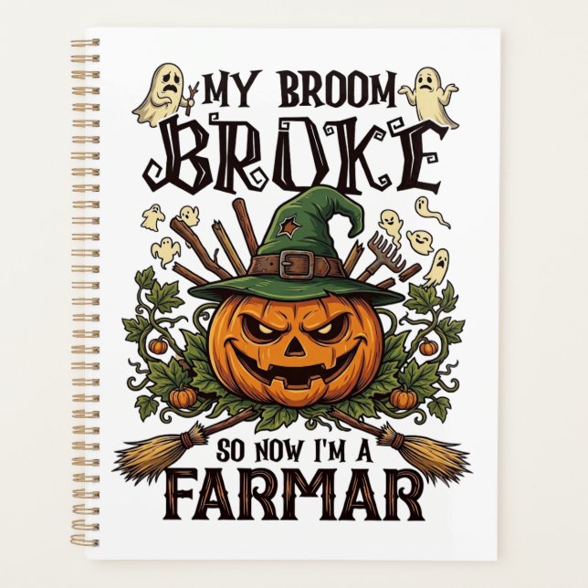 Ferme Broom Broke Citrouille Halloween Sorcière Ch (Devant)