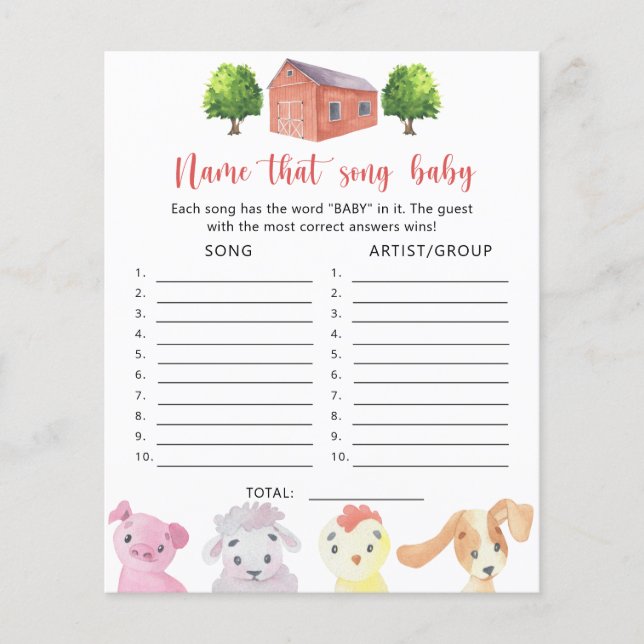 Ferme - Chanson pour baptême de bébé (Devant)