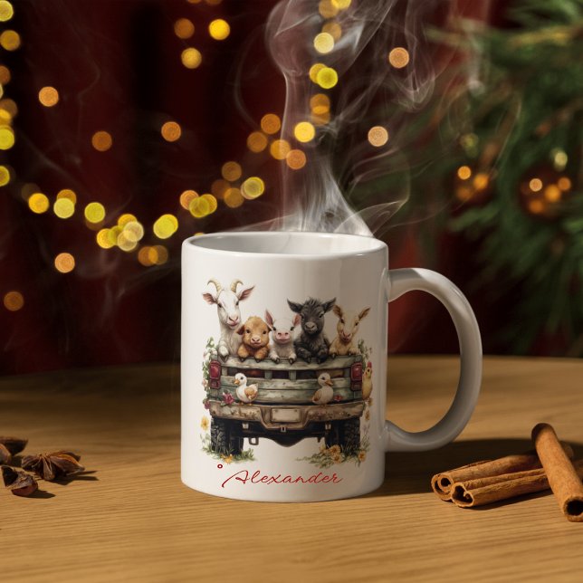 Ferme d'animaux mignons sur tasse à café (Créateur téléchargé)