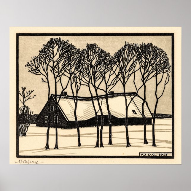 Ferme dans la neige - Julie de Graag Poster (Devant)