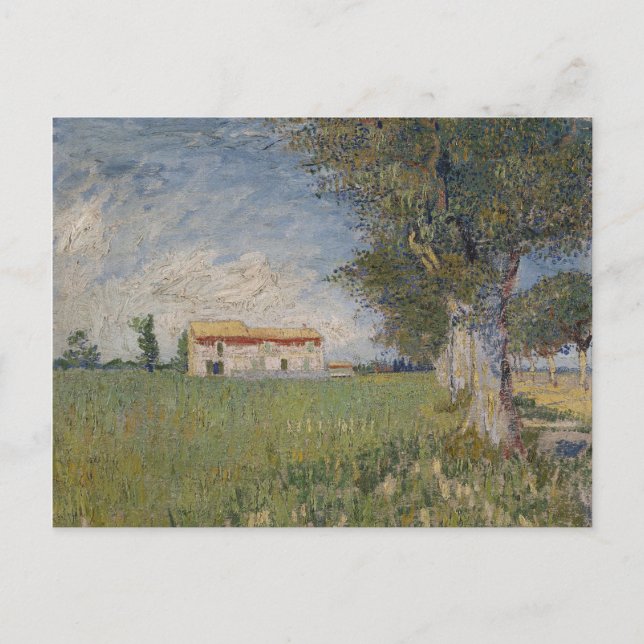 Ferme dans un champ de blé Carte postale (Devant)