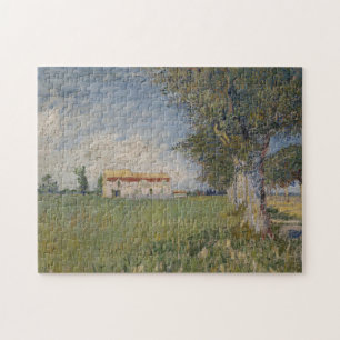 Ferme dans un puzzle de champ de blé