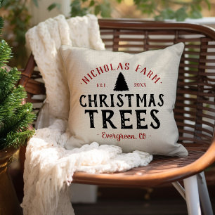 Ferme d'arbre de Noël personnalisée   Coussin exté