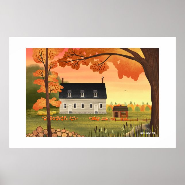 Ferme d'automne Grande Impression de citrouille (Devant)