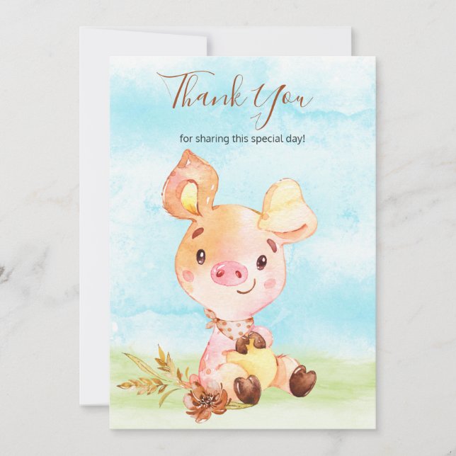 Ferme de cochons à l'aquarelle Merci (Devant)