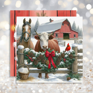 Ferme de Noël Brown pour le cheval et la vache