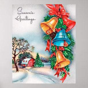 Ferme de Noël rétro vintage Affiche de vacances