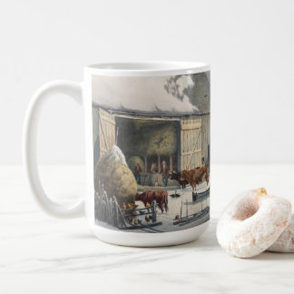 FERME EN HIVER (1861) Mug de Noël d'art Vintage