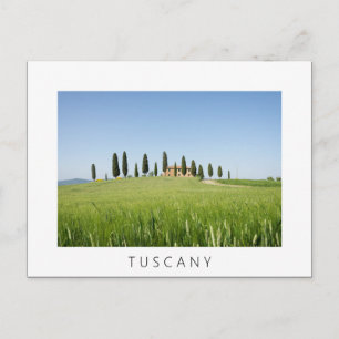 Ferme en Toscane avec cyprès carte postale blanche