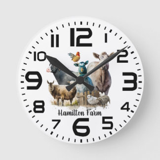 Ferme familiale Animaux Horloge murale