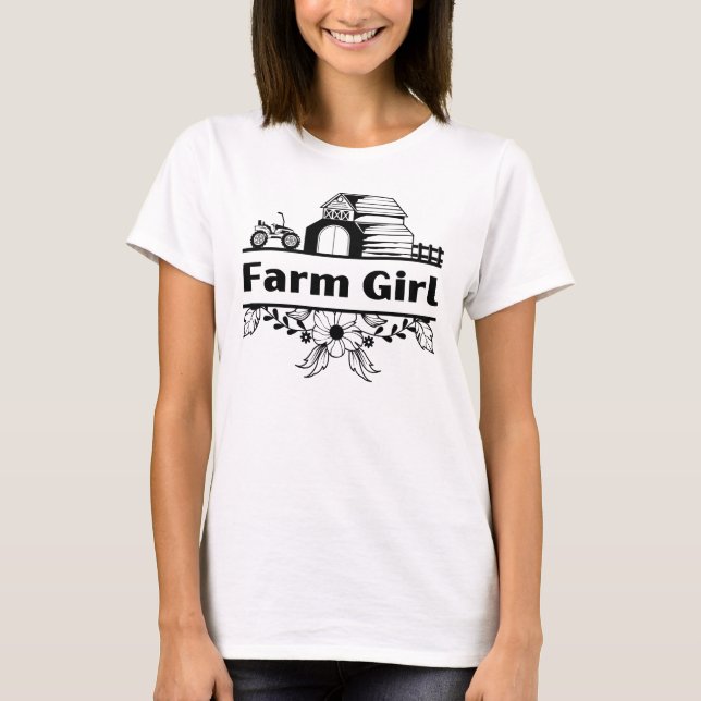 Ferme Fille Grange & Floral Country Life T-shirt (Devant)