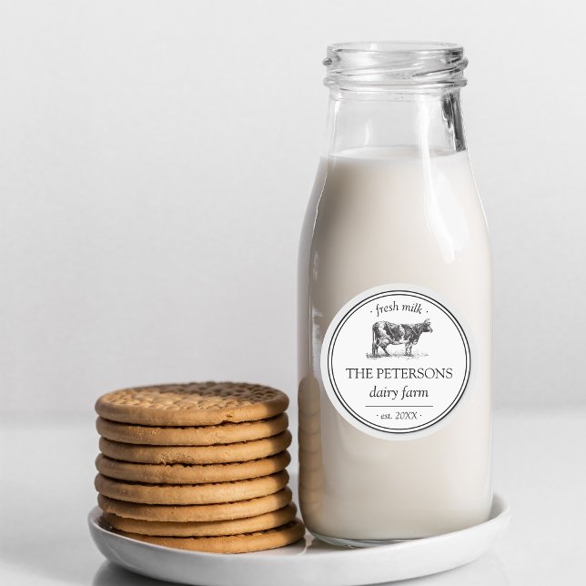 Ferme laitière Étiquette de lait frais (Créateur téléchargé)