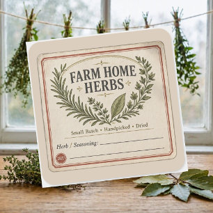 Ferme Maison Herbes Vintage Étiquette de Placard d