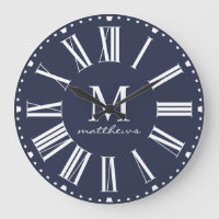 Ferme moderne Bleu Nom de famille Grande horloge