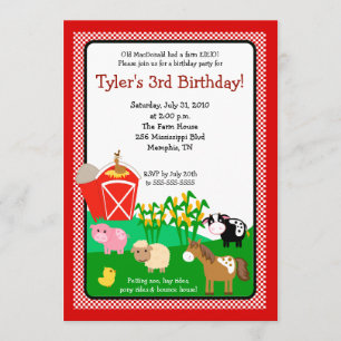 Ferme Old MacDonald EIEIO Invitation d'anniversair