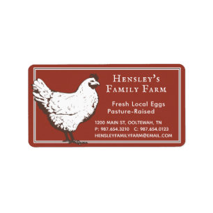Ferme Rouge Vintage Hen Egg Carton Étiquette