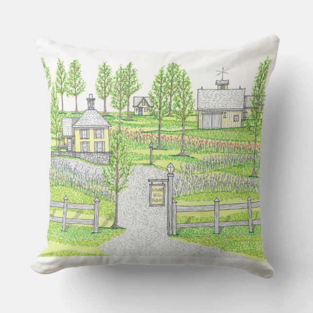 Ferme Sunny Hill Grand Coussin avec Jaune (Recto)