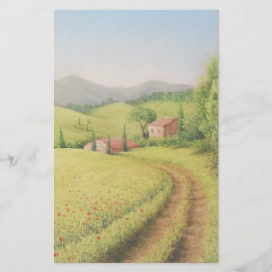 Ferme toscane, Italie en papeterie en pastel