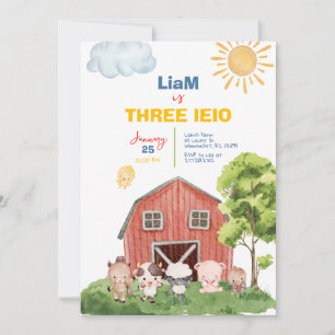 Ferme Trois I-E-I-O 3e Invitation d'anniversaire