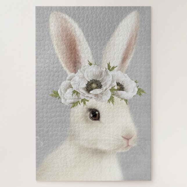 ferme vintage moderne puzzle lapin blanc (Vertical)