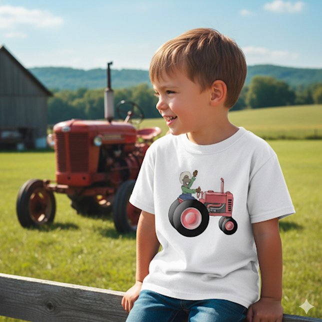 Fermier Montant Un T-Shirt Tracteur (Créateur téléchargé)