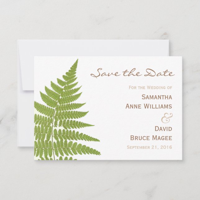 Fern Mariage Woodland Enregistrer la carte de date (Devant)