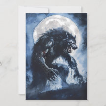 Ferociale Werewolf Watercolor Carte de vacances