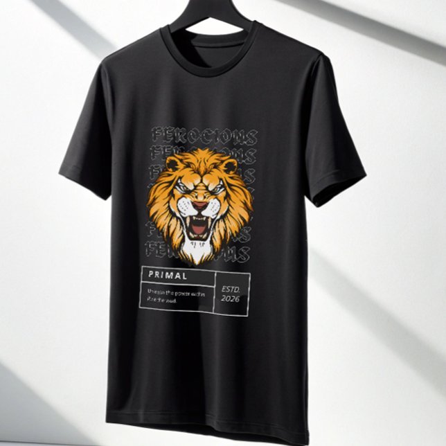 Ferocious Lion Primal Instinct T-Shirt – Savage  (Créateur téléchargé)