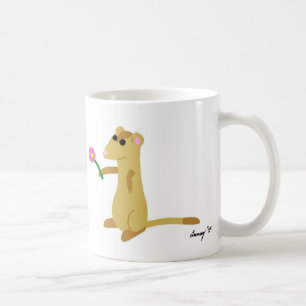 Ferret Tenant Une Mug Fleur