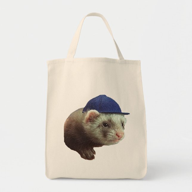 Ferret Wearing Hat Tote Bag (Devant)