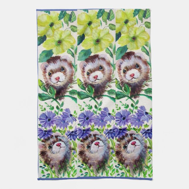 Ferrets & Fleurs Serviettes de cuisine (Vertical)